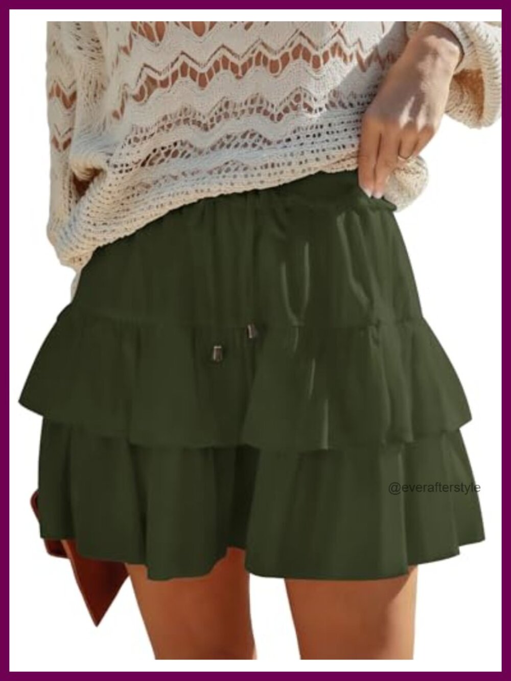 Flowy Tiered Skort with Drawstring Waist Ruffle Mini Athletic
